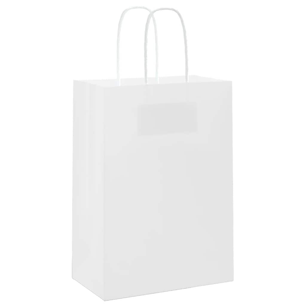 Paper carrier bags 50 pcs. with handles white 15x8x21 cm