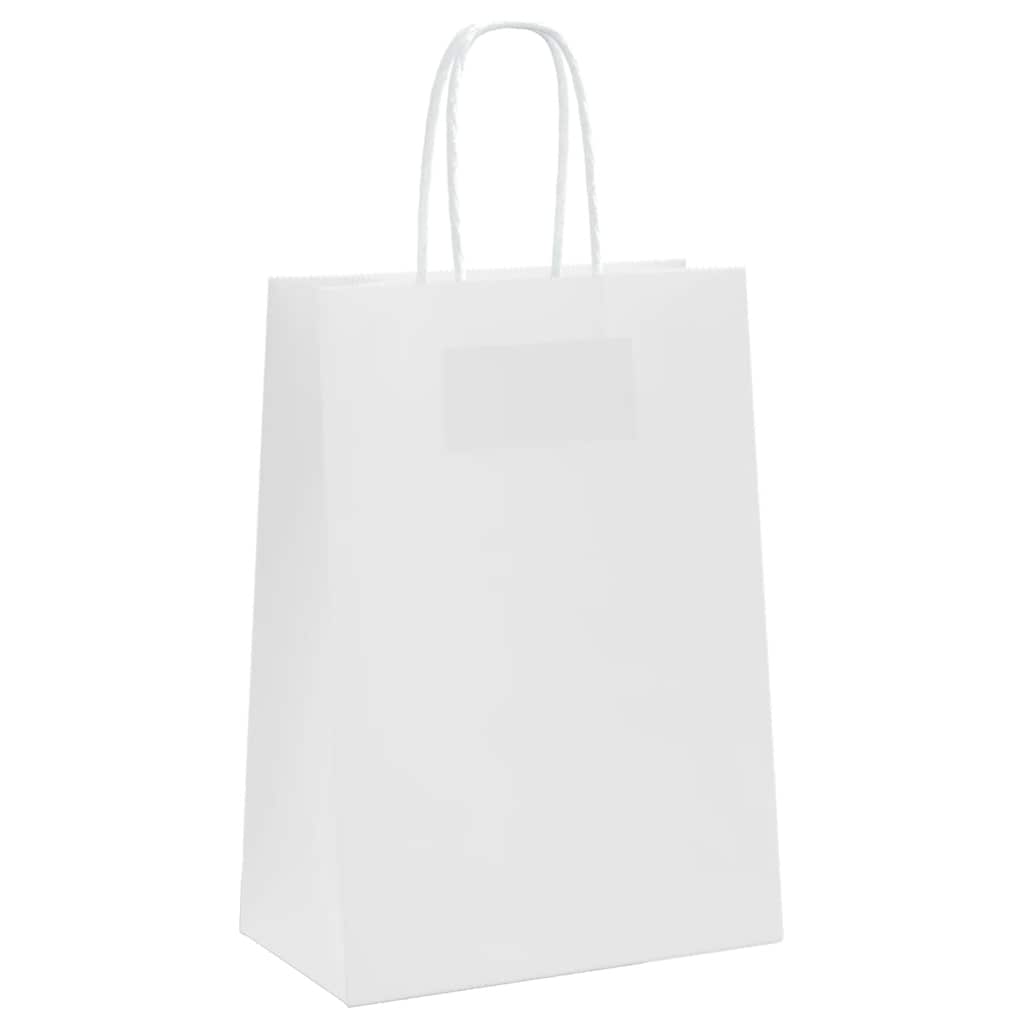 Paper carrier bags 50 pcs. with handles white 15x8x21 cm