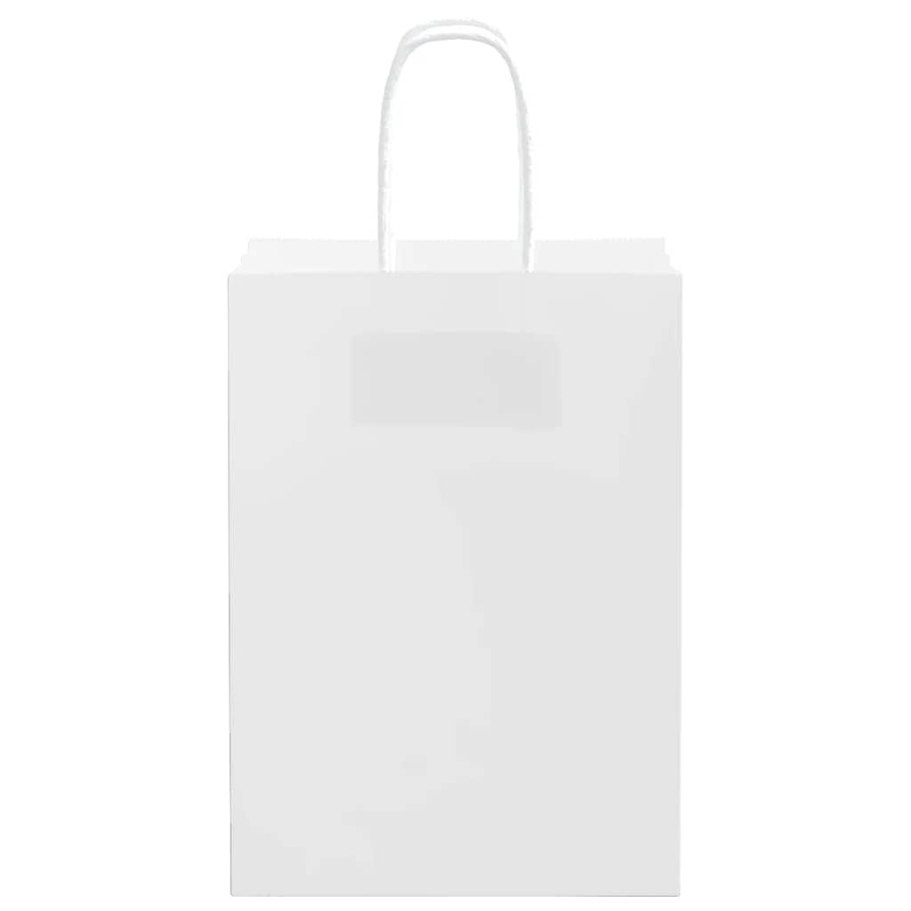 Paper carrier bags 50 pcs. with handles white 15x8x21 cm