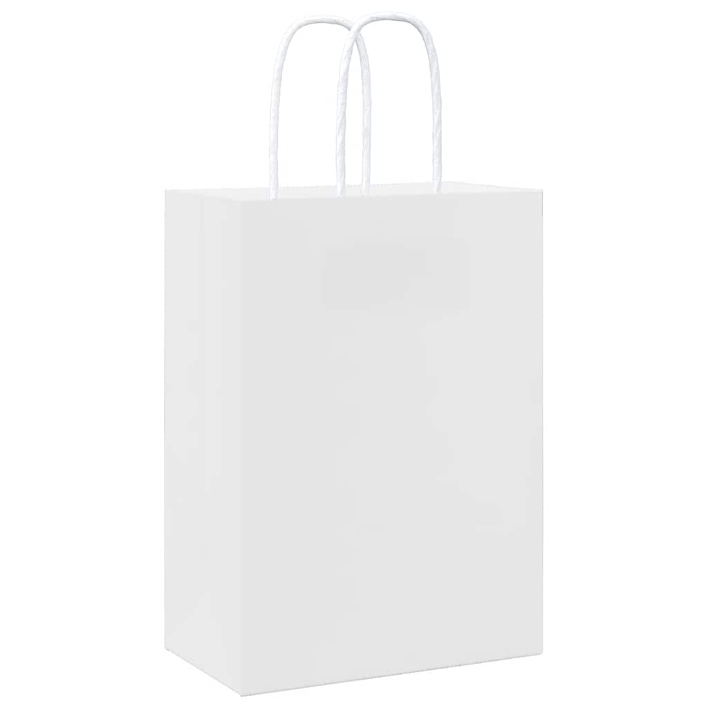 Paper carrier bags 50 pcs. with handles white 15x8x21 cm