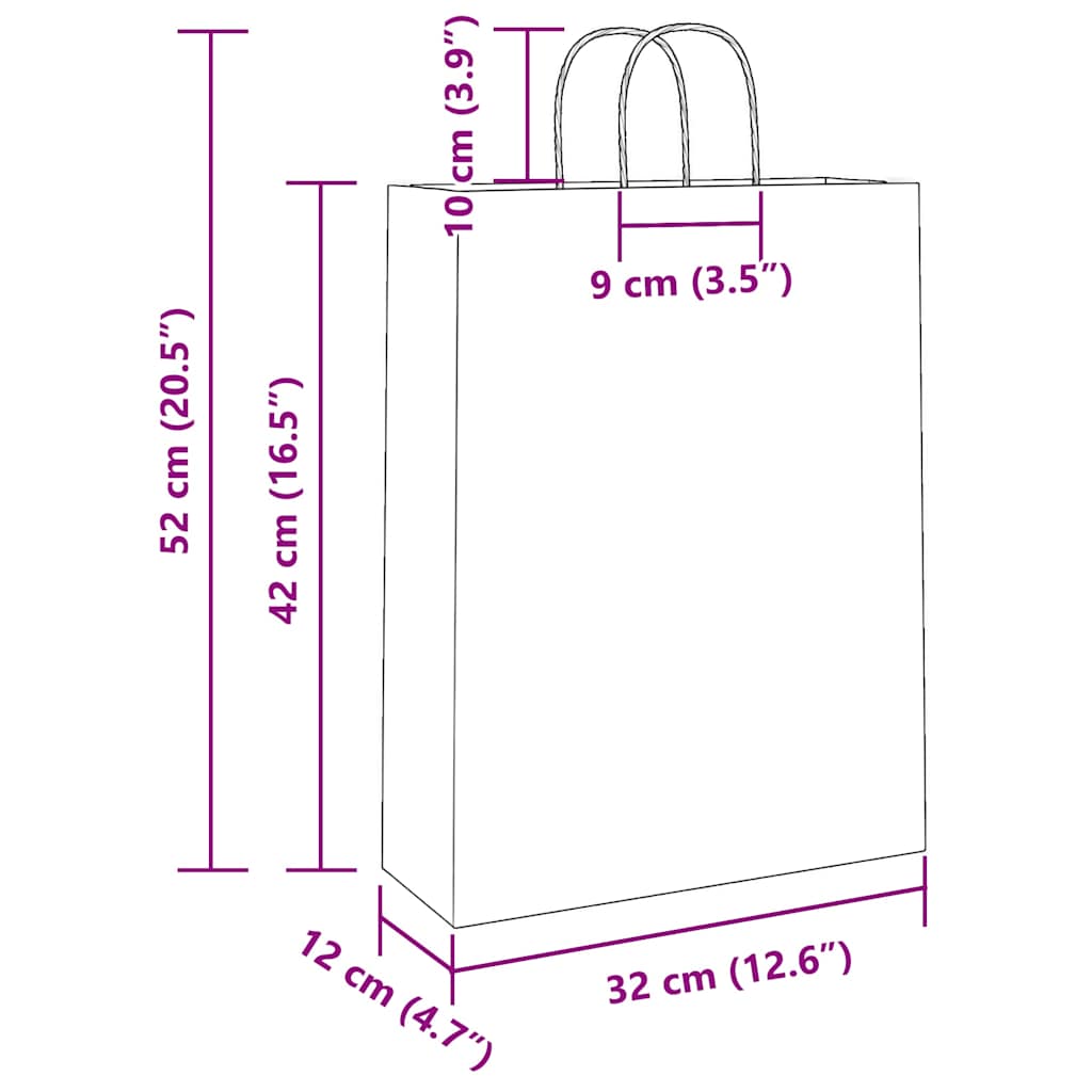 Papiertragetaschen 50 Stk. mit Henkeln Weiß 32x12x42 cm