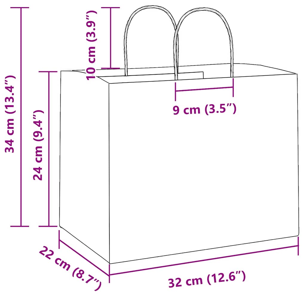 Papiertragetaschen 50 Stk. mit Henkeln Weiß 32x22x24 cm