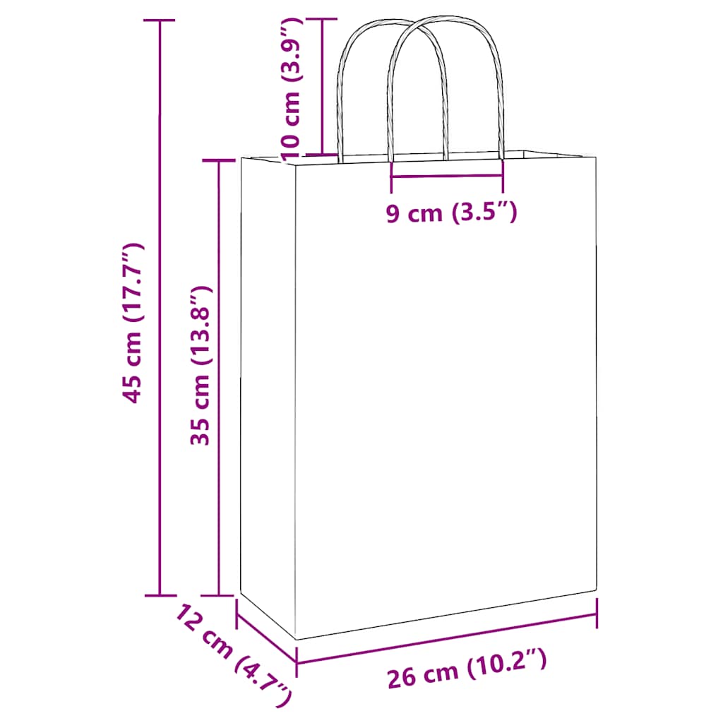 Papiertragetaschen 250 Stk. mit Henkeln Weiß 26x12x35 cm