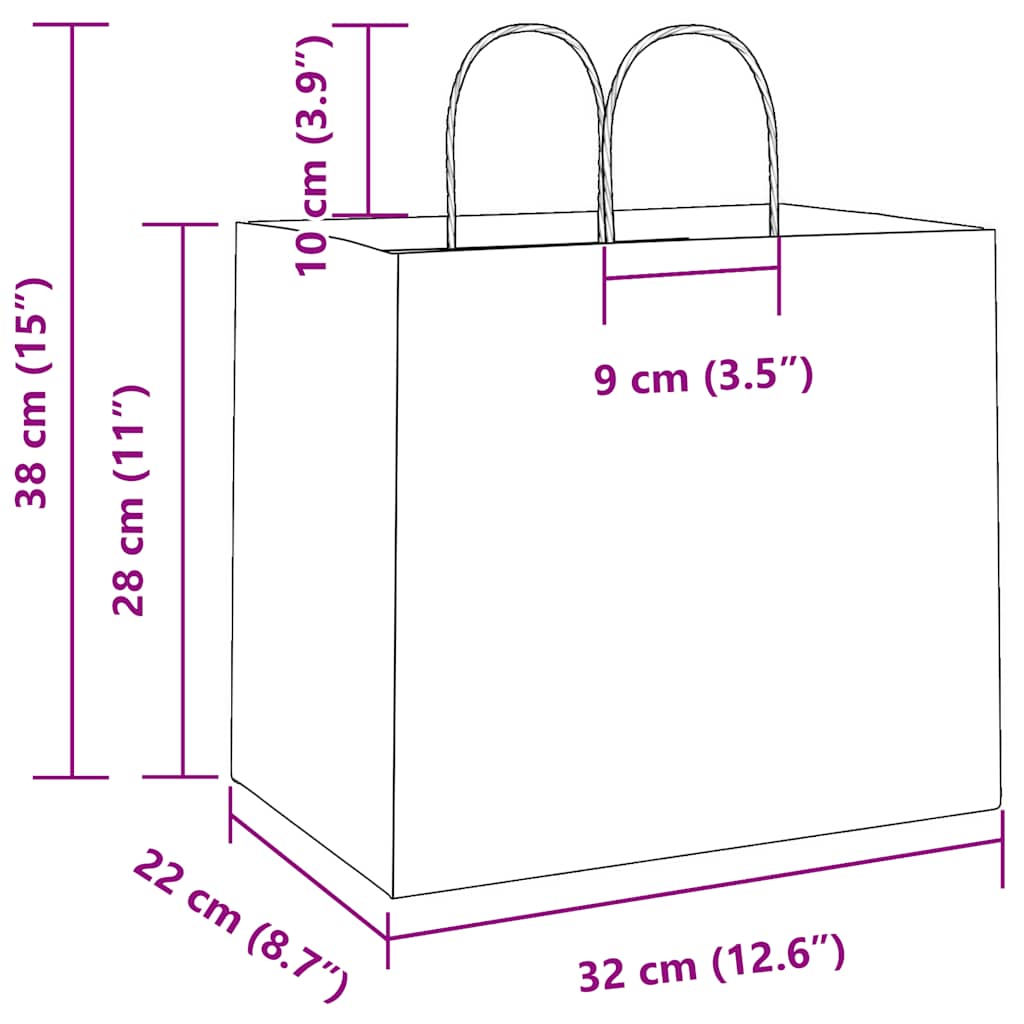 Papiertragetaschen 250 Stk. mit Henkeln Weiß 32x22x28 cm