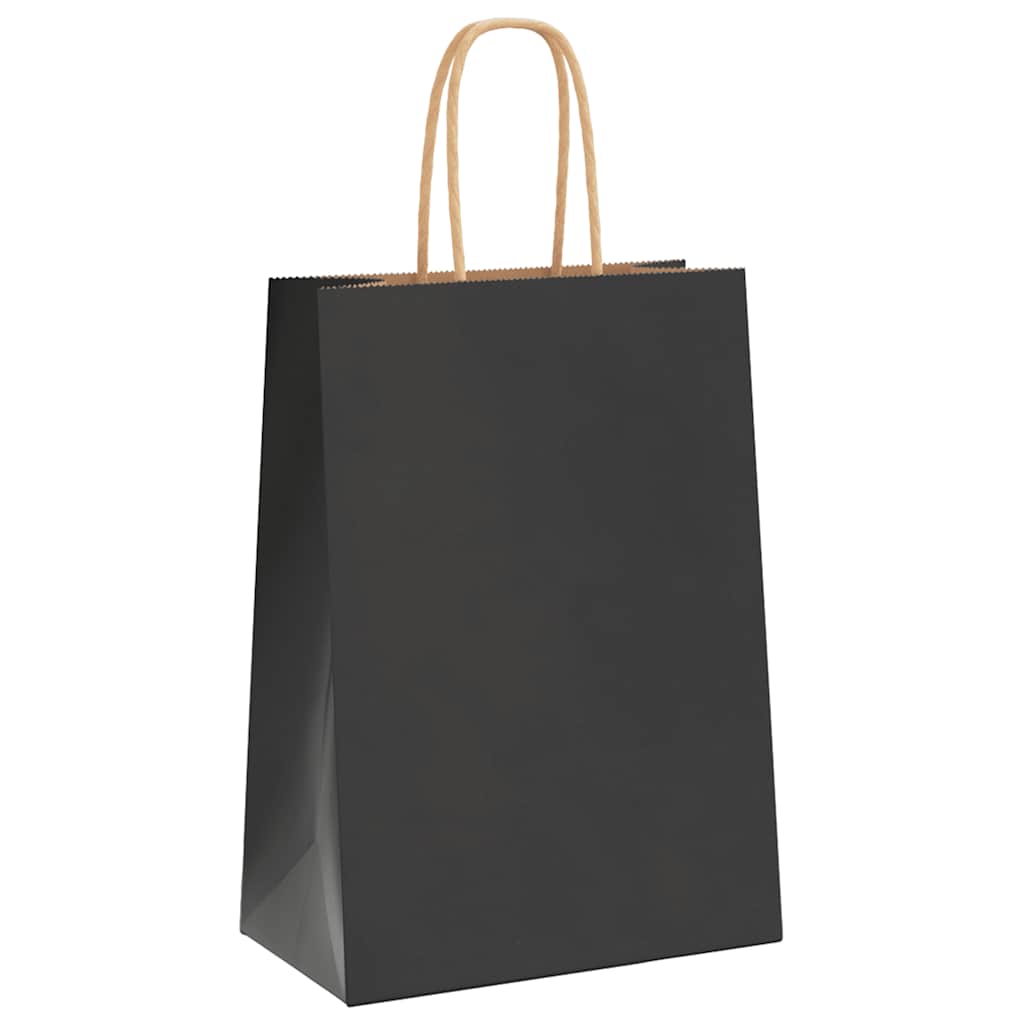 Papiertragetaschen 50 Stk. mit Henkeln Schwarz 15x8x21 cm