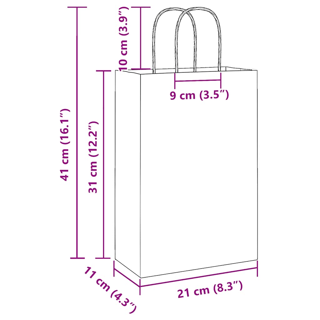 Papiertragetaschen 50 Stk. mit Henkeln Schwarz 21x11x31 cm