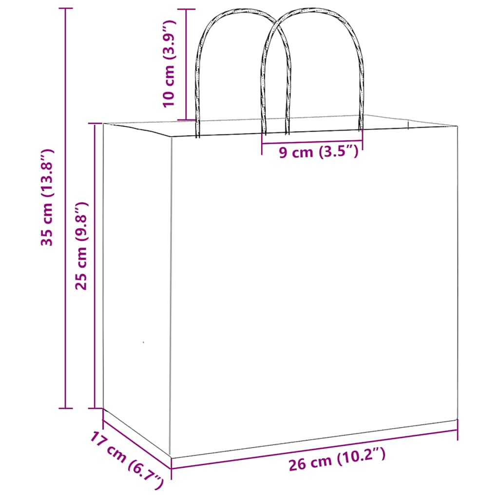 Papiertragetaschen 50 Stk. mit Henkeln Schwarz 26x17x25 cm