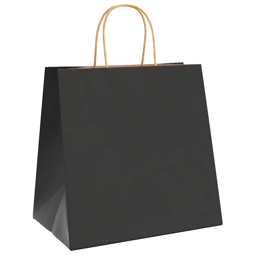 Papiertragetaschen 50 Stk. mit Henkeln Schwarz 26x17x25 cm