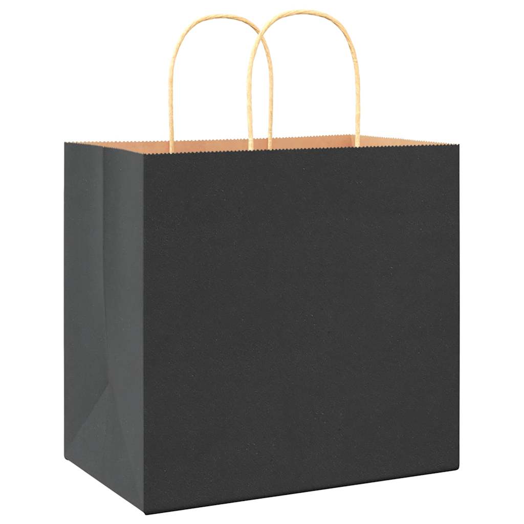 Papiertragetaschen 50 Stk. mit Henkeln Schwarz 26x17x25 cm