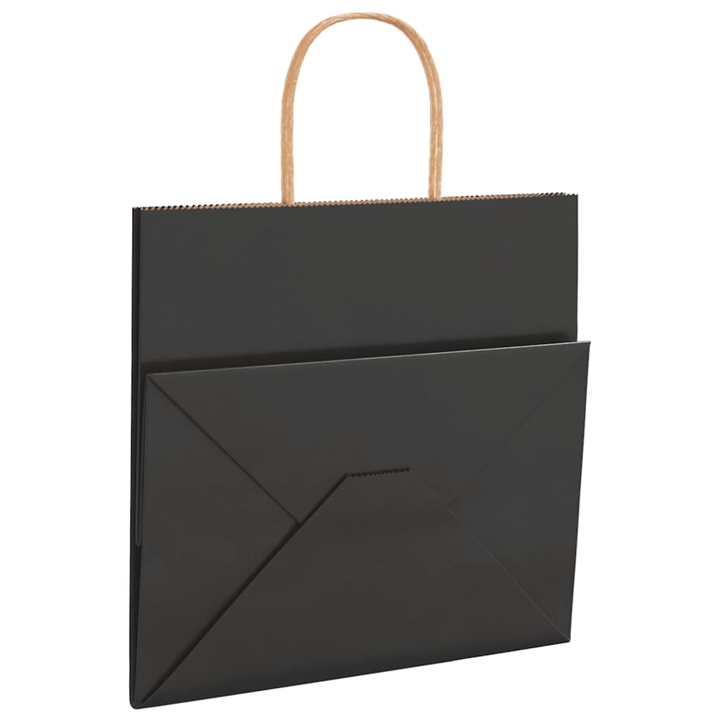 Papiertragetaschen 50 Stk. mit Henkeln Schwarz 26x17x25 cm