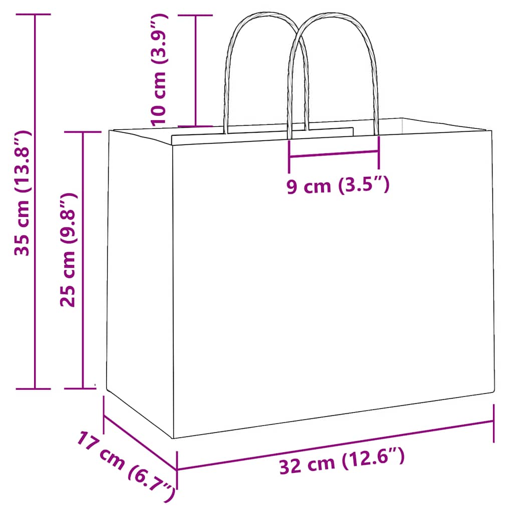 Papiertragetaschen 50 Stk. mit Henkeln Schwarz 32x17x25 cm