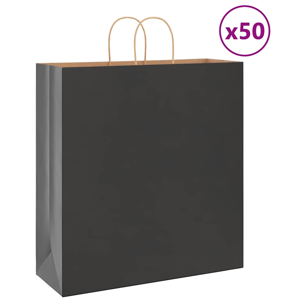 Paper carrier bags 50 pcs. with handles Black 45x17x48 cm