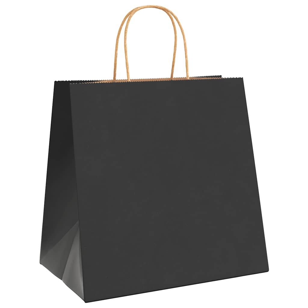 Papiertragetaschen 250 Stk. mit Henkeln Schwarz 26x17x25 cm