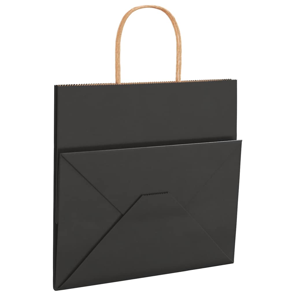 Papiertragetaschen 250 Stk. mit Henkeln Schwarz 26x17x25 cm