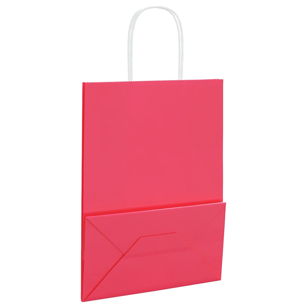 Papiertragetaschen 50 Stk. mit Henkeln Rosa 21x11x28 cm