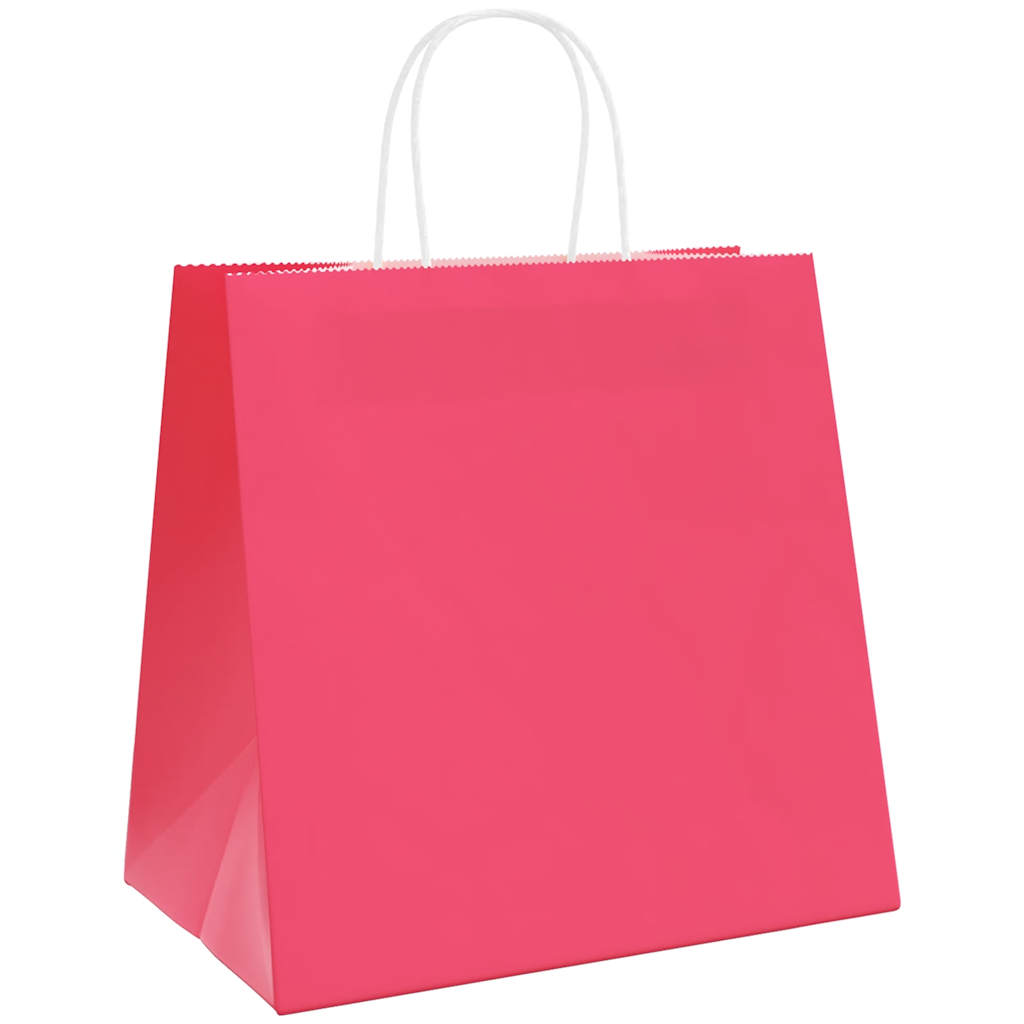 Papiertragetaschen 50 Stk. mit Henkeln Rosa 26x17x25 cm