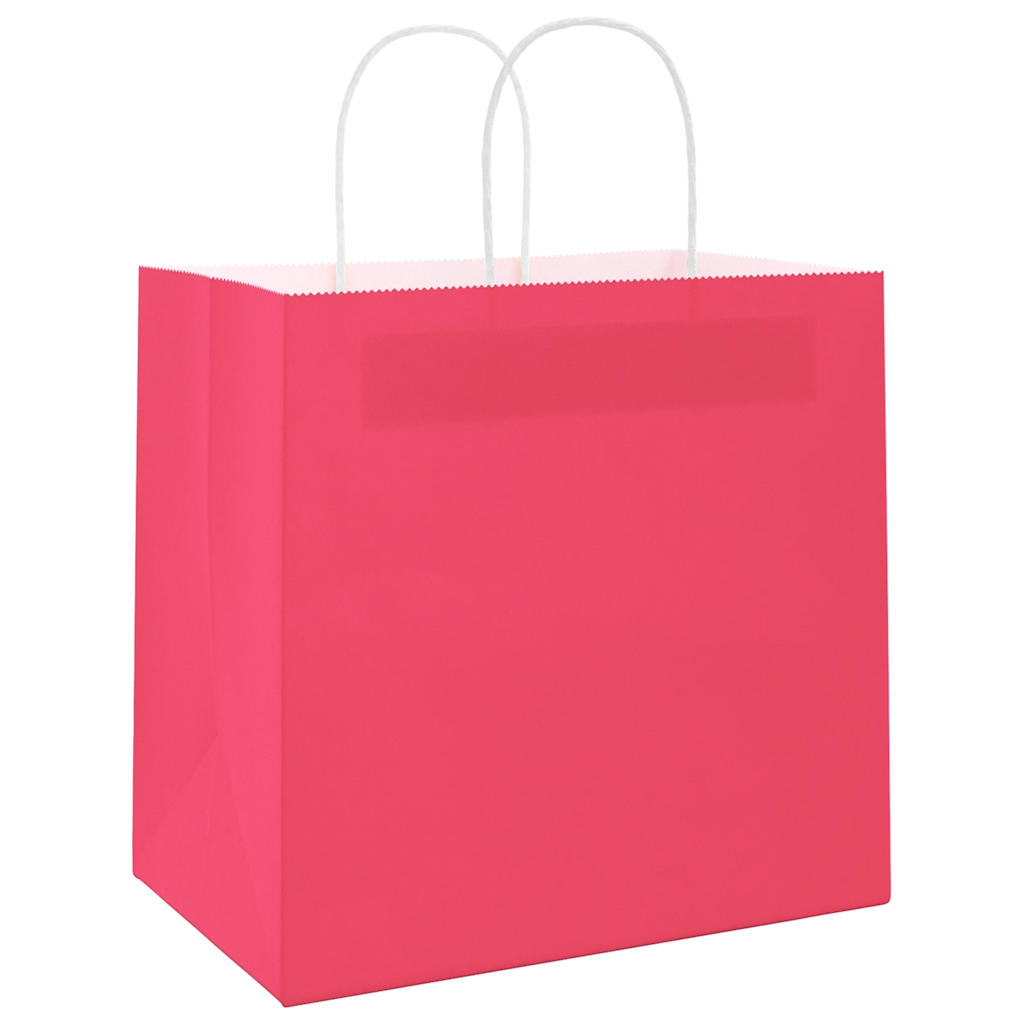 Papiertragetaschen 50 Stk. mit Henkeln Rosa 26x17x25 cm