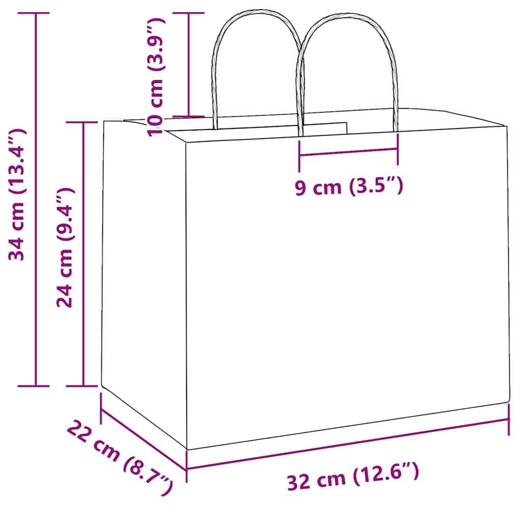 Papiertragetaschen 50 Stk. mit Henkeln Rosa 32x22x24 cm