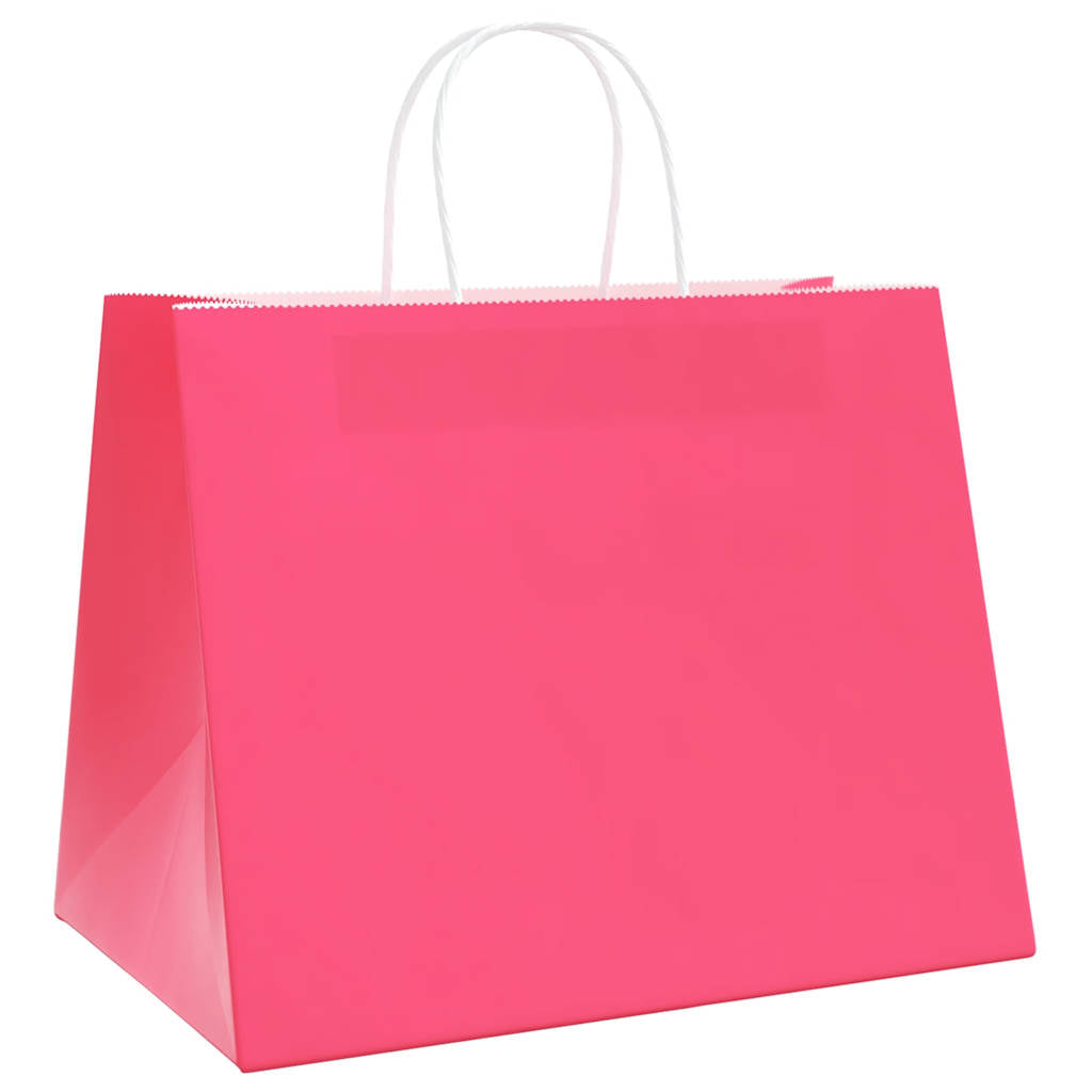 Papiertragetaschen 50 Stk. mit Henkeln Rosa 32x22x24 cm