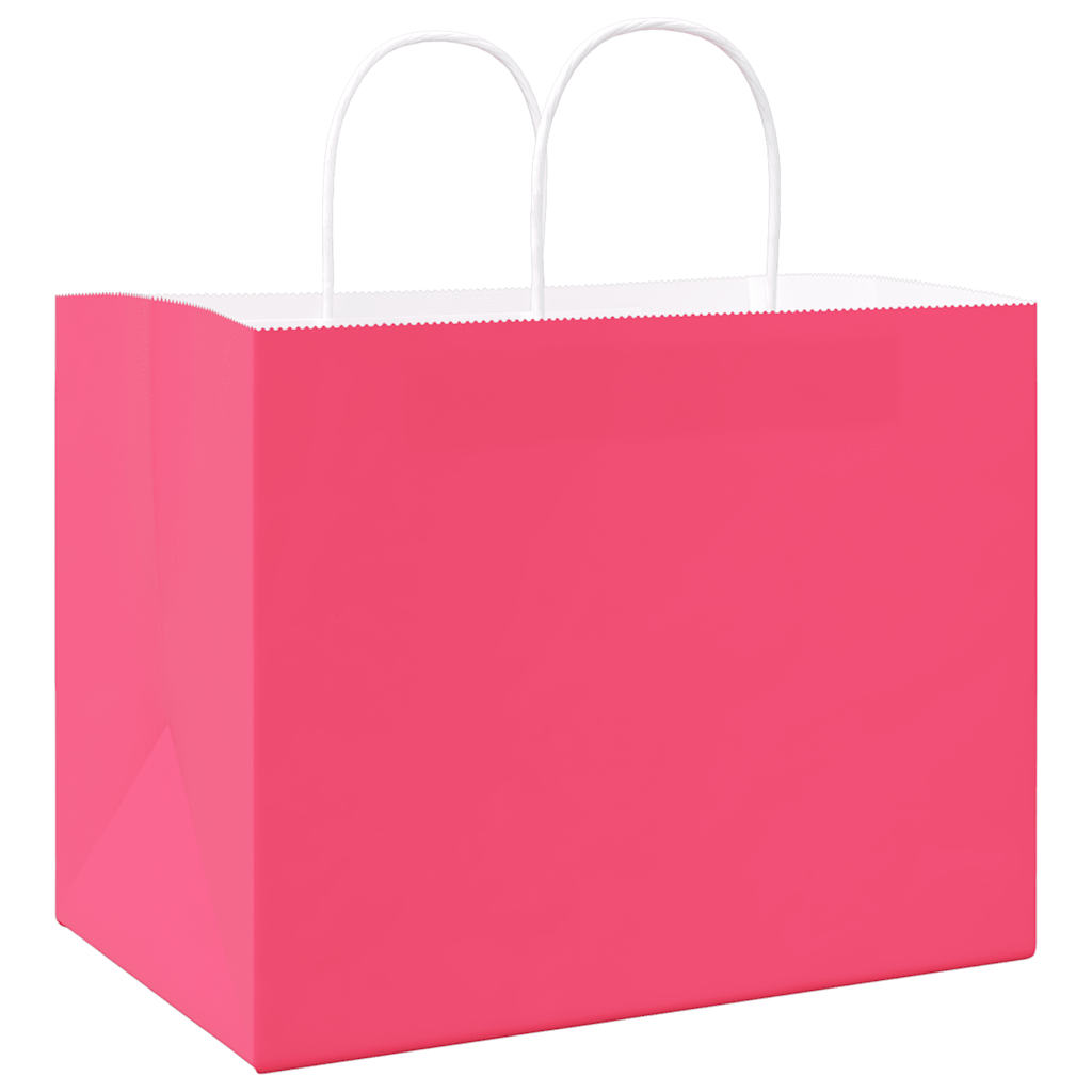 Papiertragetaschen 50 Stk. mit Henkeln Rosa 32x22x24 cm