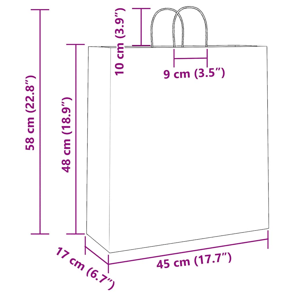 Papiertragetaschen 50 Stk. mit Henkeln Rosa 45x17x48 cm