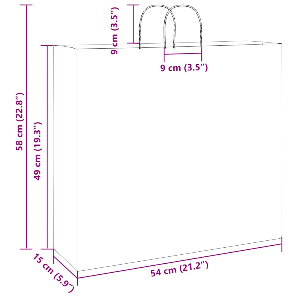 Papiertragetaschen 50 Stk. mit Henkeln Rosa 54x15x49 cm