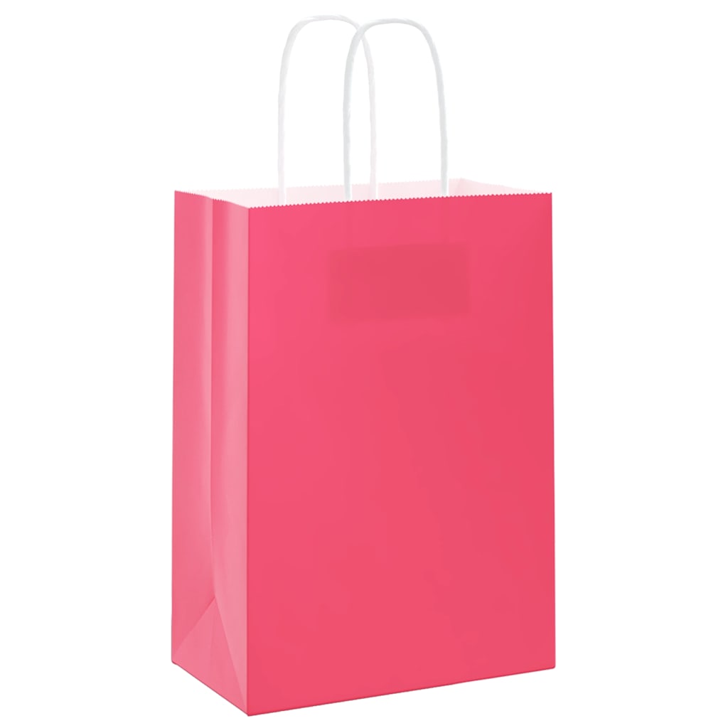 Paper carrier bags 250 pcs. with handles pink 15x8x21 cm