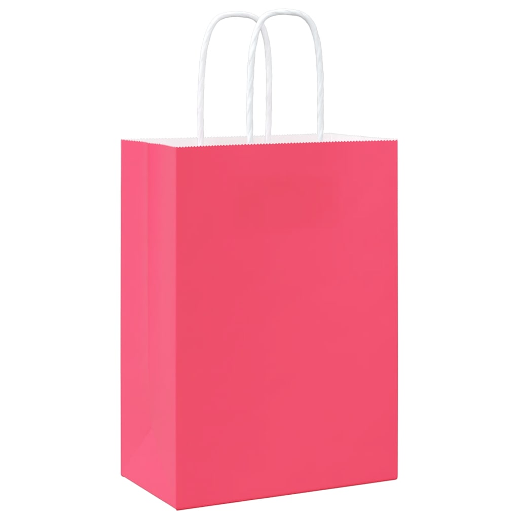 Paper carrier bags 250 pcs. with handles pink 15x8x21 cm