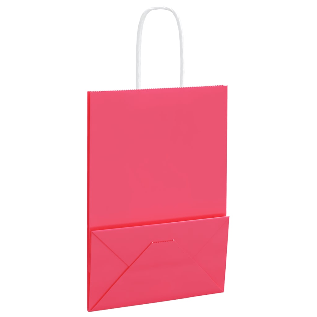 Paper carrier bags 250 pcs. with handles pink 15x8x21 cm