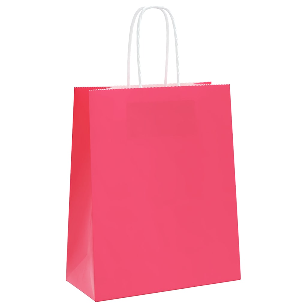 Papiertragetaschen 250 Stk. mit Henkeln Rosa 18x8x22 cm