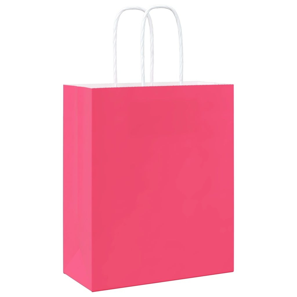Papiertragetaschen 250 Stk. mit Henkeln Rosa 18x8x22 cm