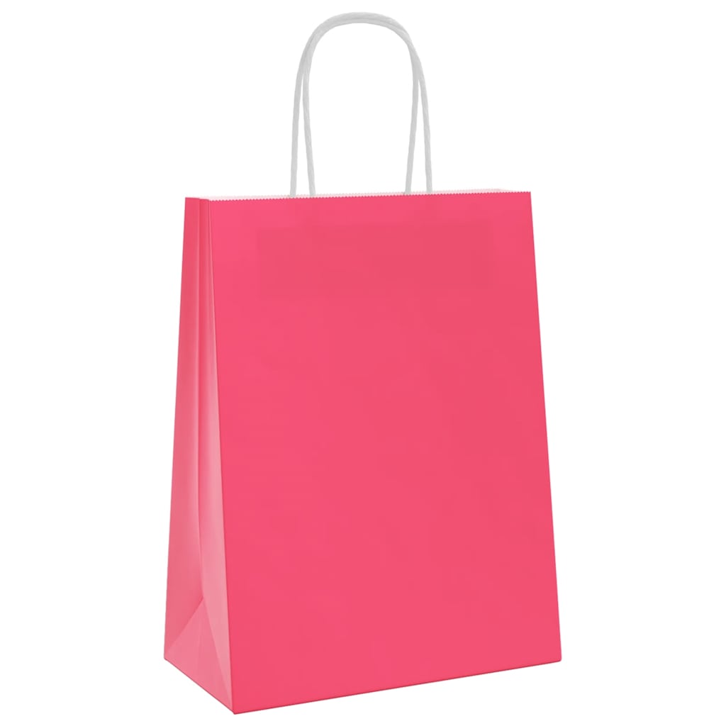 Papiertragetaschen 250 Stk. mit Henkeln Rosa 21x11x28 cm