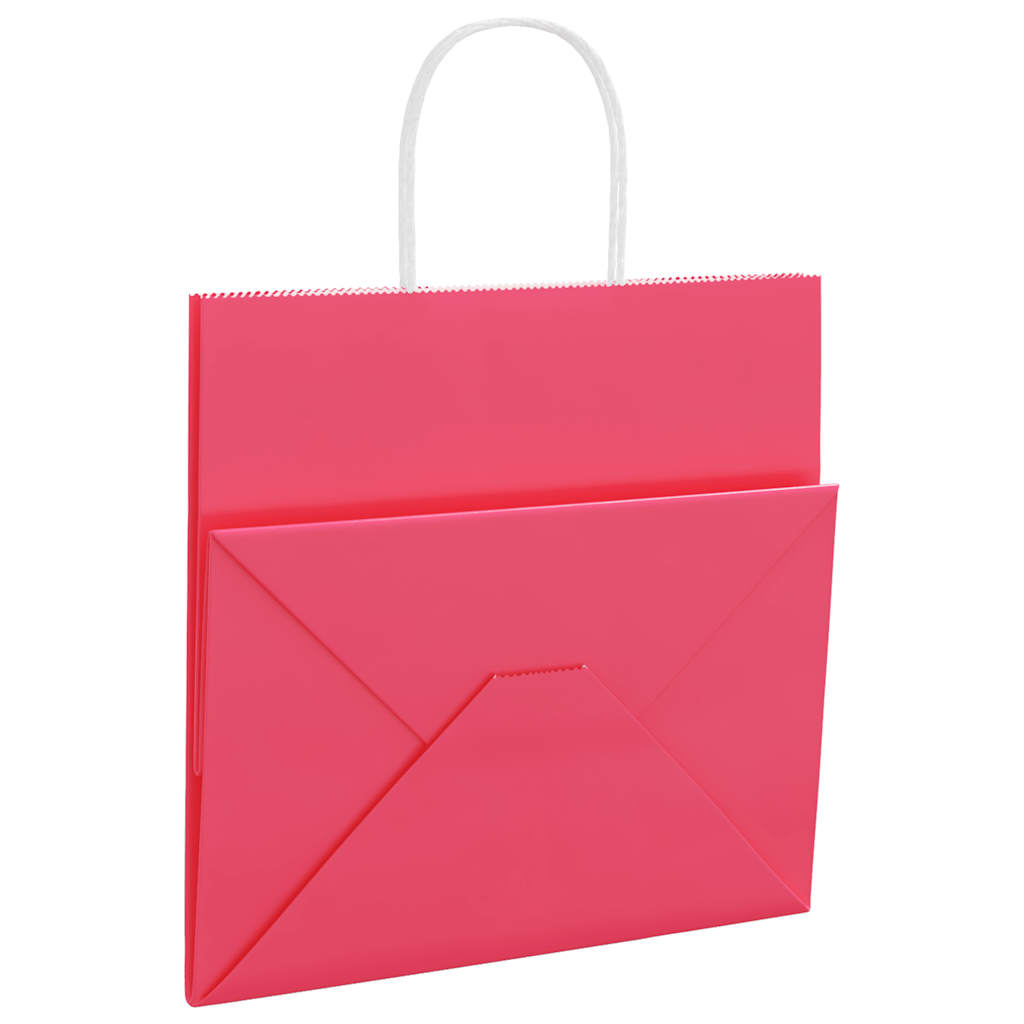 Paper carrier bags 250 pcs. with handles pink 26x17x25 cm