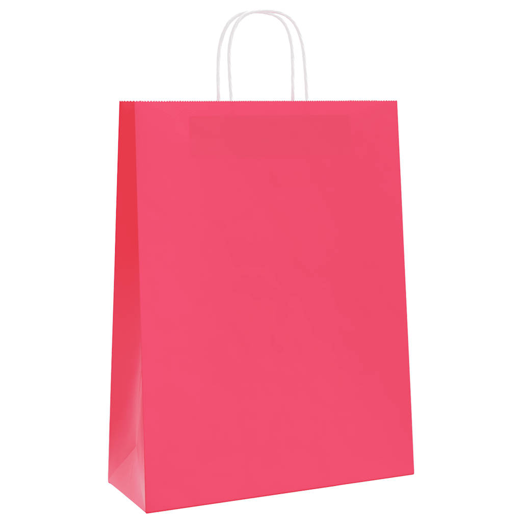 Papiertragetaschen 250 Stk. mit Henkeln Rosa 32x12x42 cm