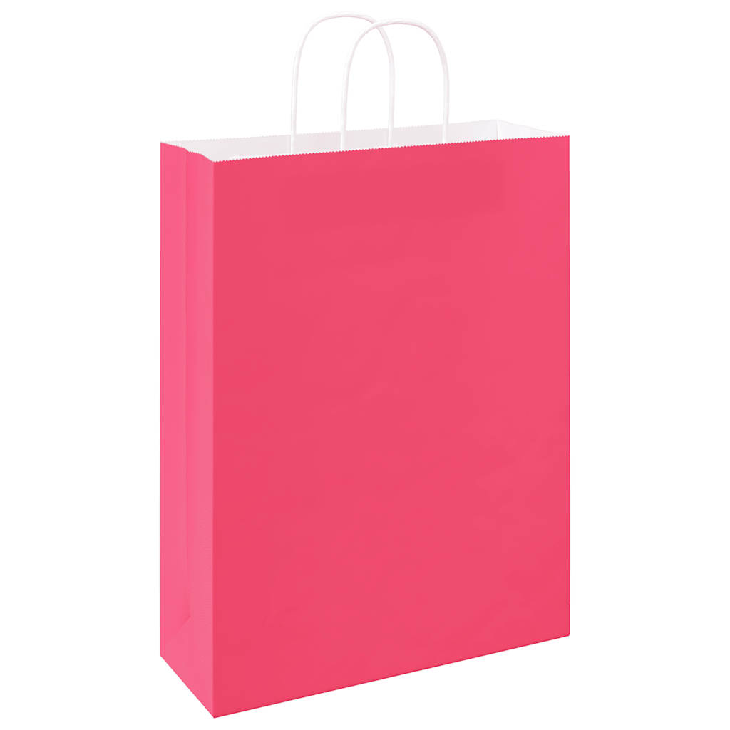 Papiertragetaschen 250 Stk. mit Henkeln Rosa 32x12x42 cm