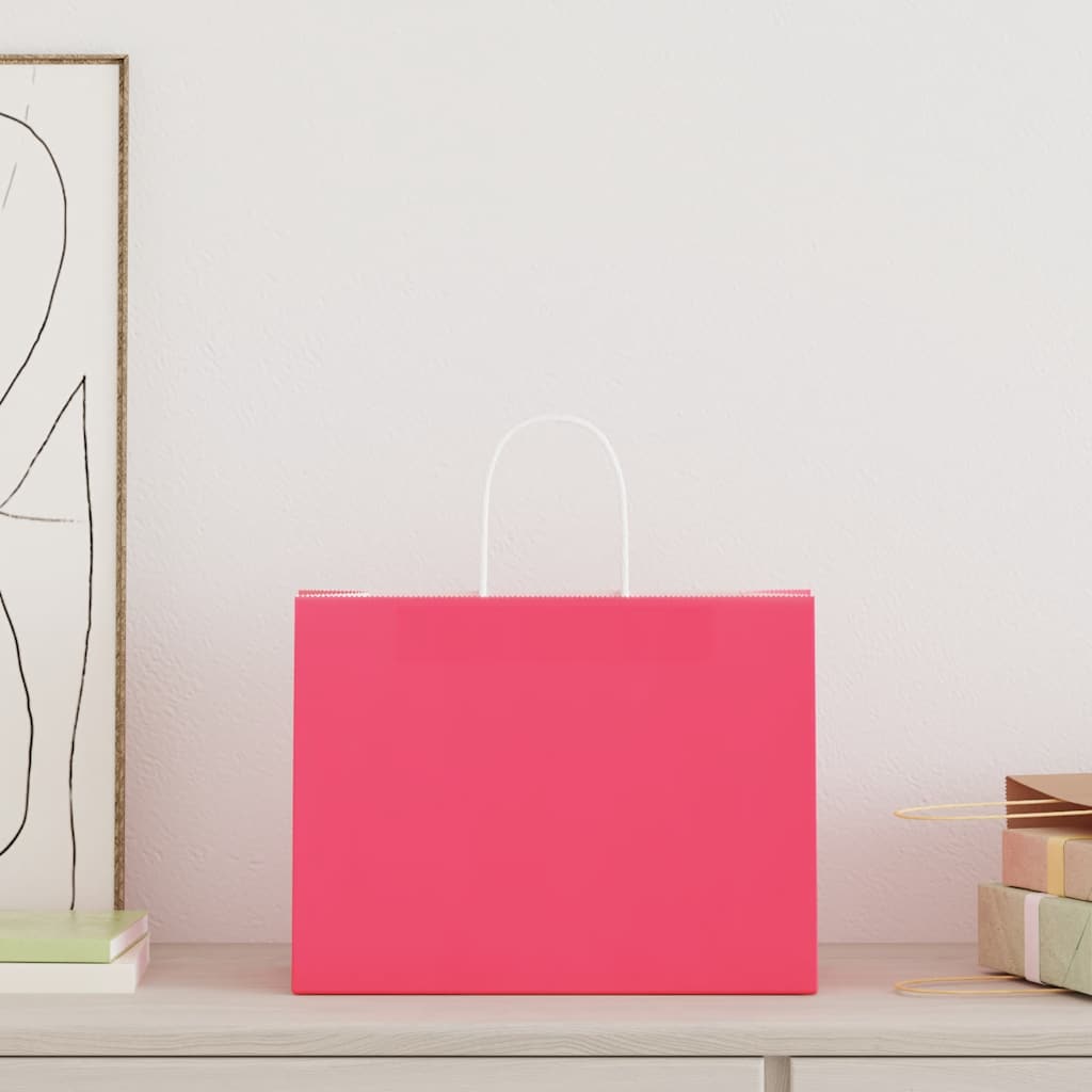 Paper carrier bags 250 pcs. with handles pink 32x17x25 cm