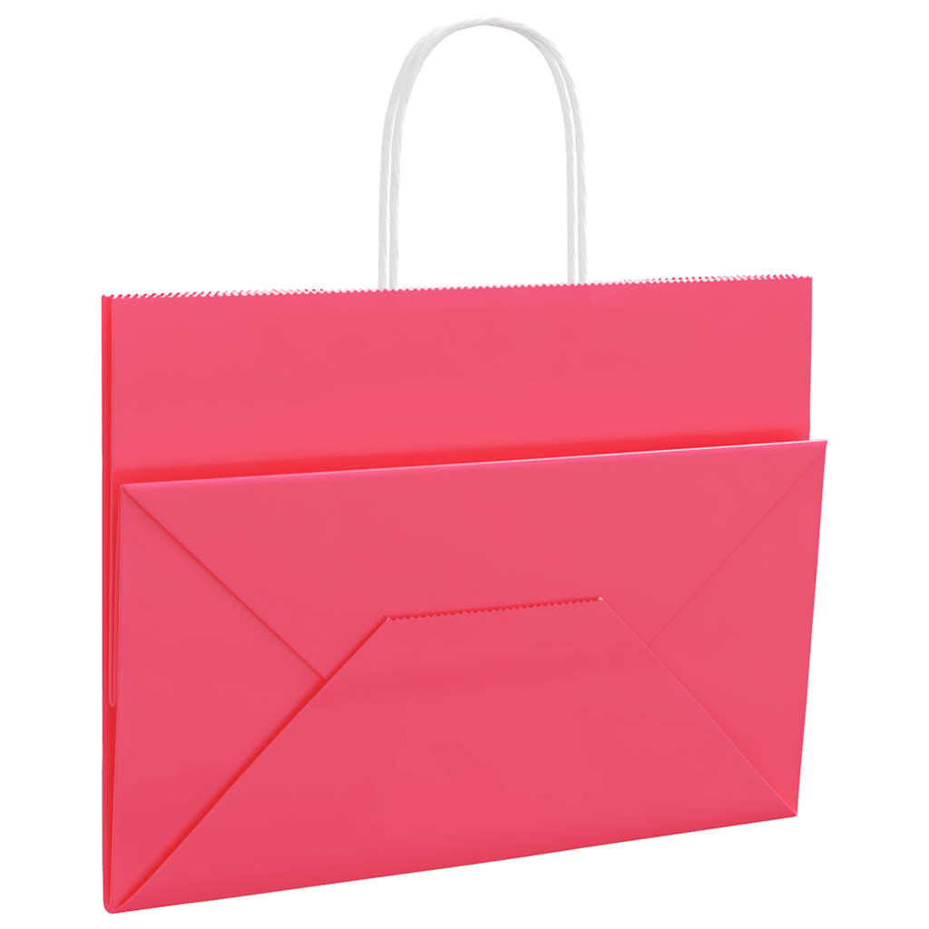 Paper carrier bags 250 pcs. with handles pink 32x17x25 cm