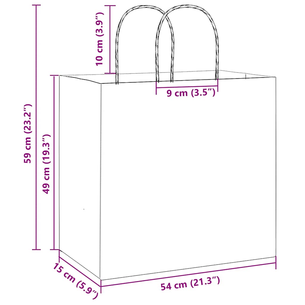 Paper carrier bags 250 pcs. with handles pink 54x15x49 cm