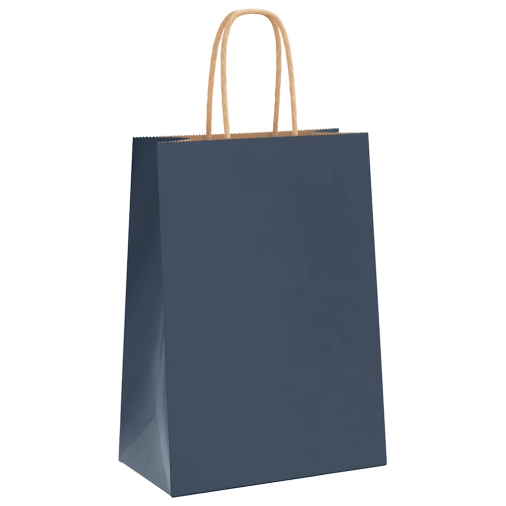 Papiertragetaschen 50 Stk. mit Henkelnn Blau 15x8x21 cm