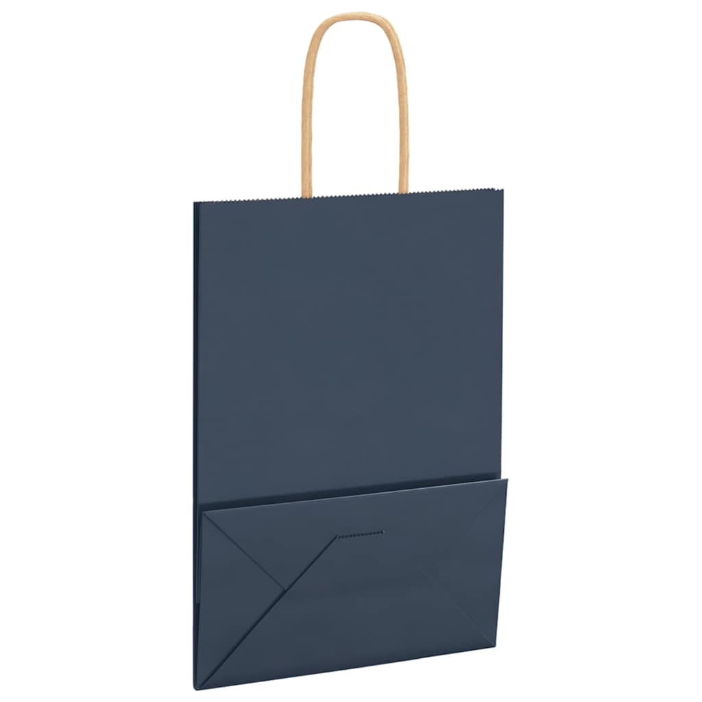 Papiertragetaschen 50 Stk. mit Henkelnn Blau 15x8x21 cm