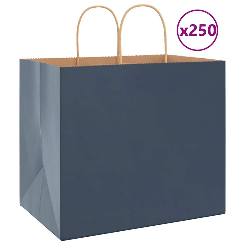 Papiertragetaschen 250 Stk. mit Henkeln Blau 32x22x28 cm