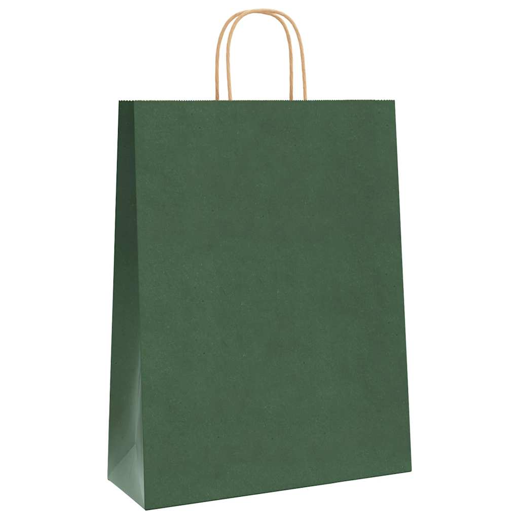 Papiertragetaschen 50 Stk. mit Henkeln Grün 32x12x42 cm