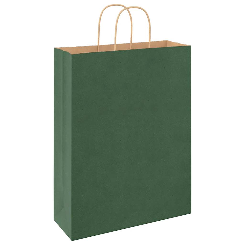 Papiertragetaschen 50 Stk. mit Henkeln Grün 32x12x42 cm