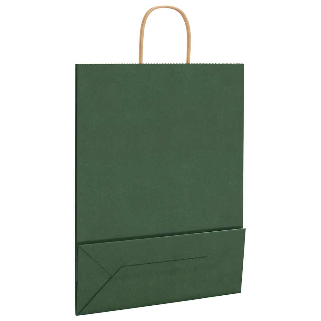 Papiertragetaschen 50 Stk. mit Henkeln Grün 32x12x42 cm