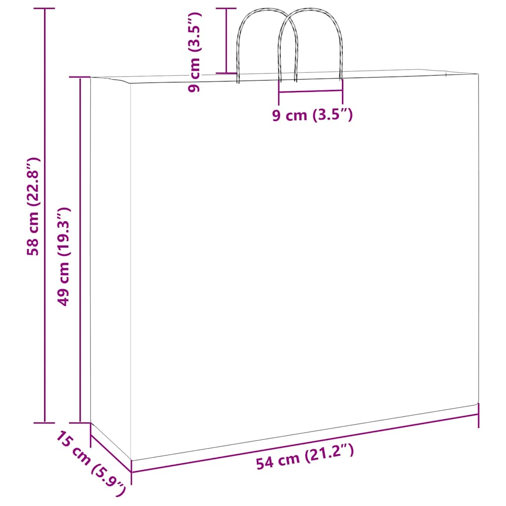Paper carrier bags 50 pcs. with handles Green 54x15x49 cm