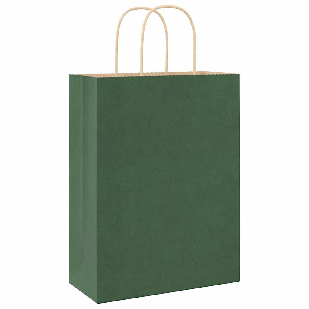 Papiertragetaschen 250 Stk. mit Henkeln Grün 26x12x35 cm