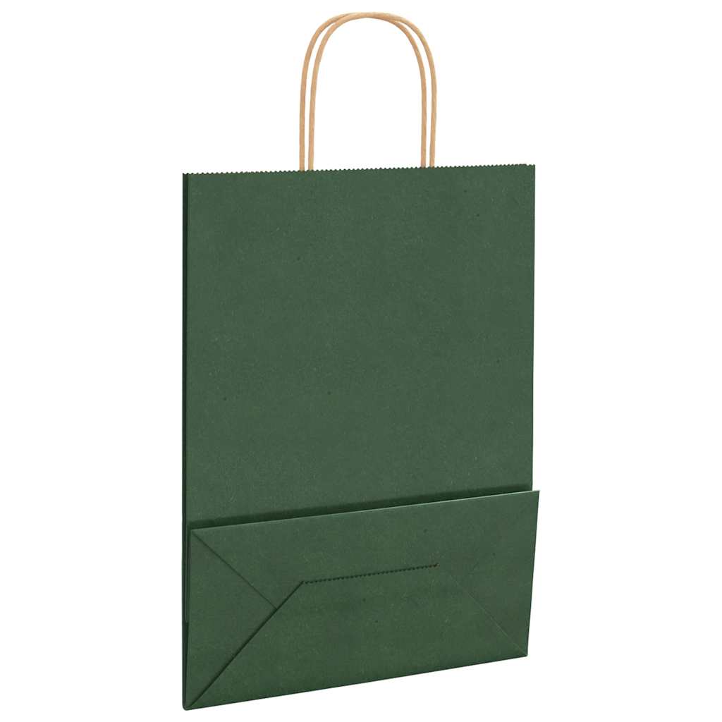 Papiertragetaschen 250 Stk. mit Henkeln Grün 26x12x35 cm