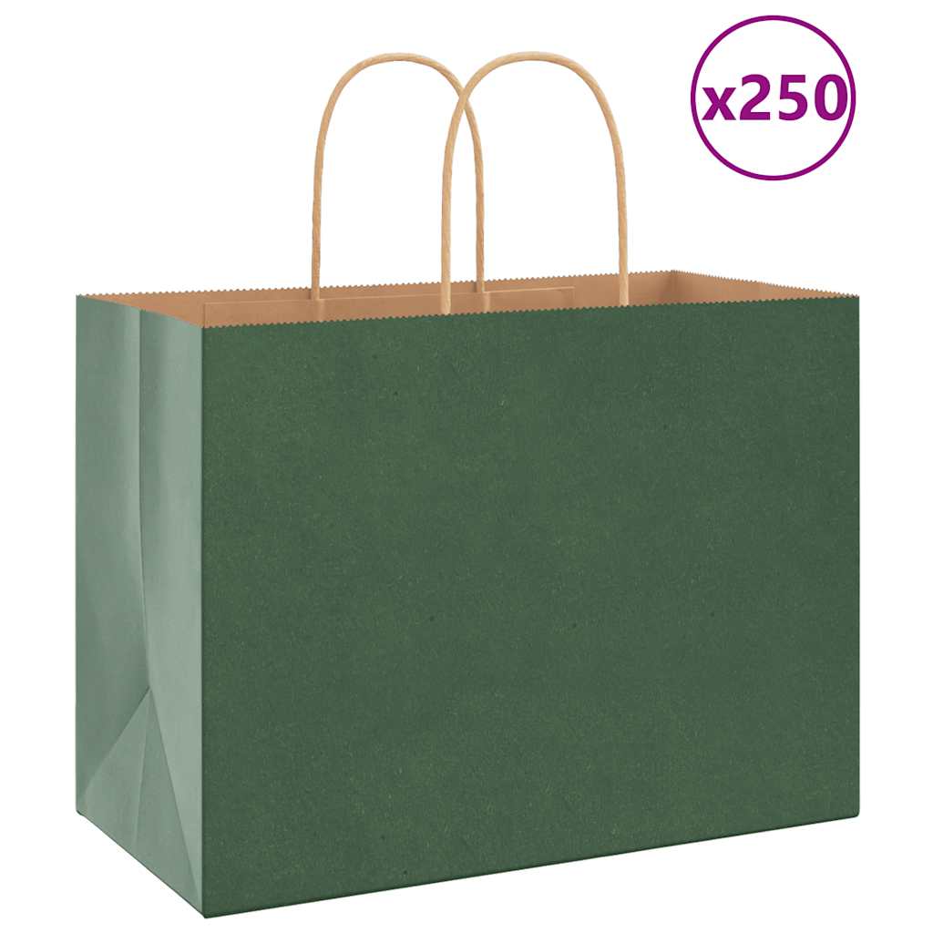 Paper carrier bags 250 pcs. with handles Green 32x17x25 cm