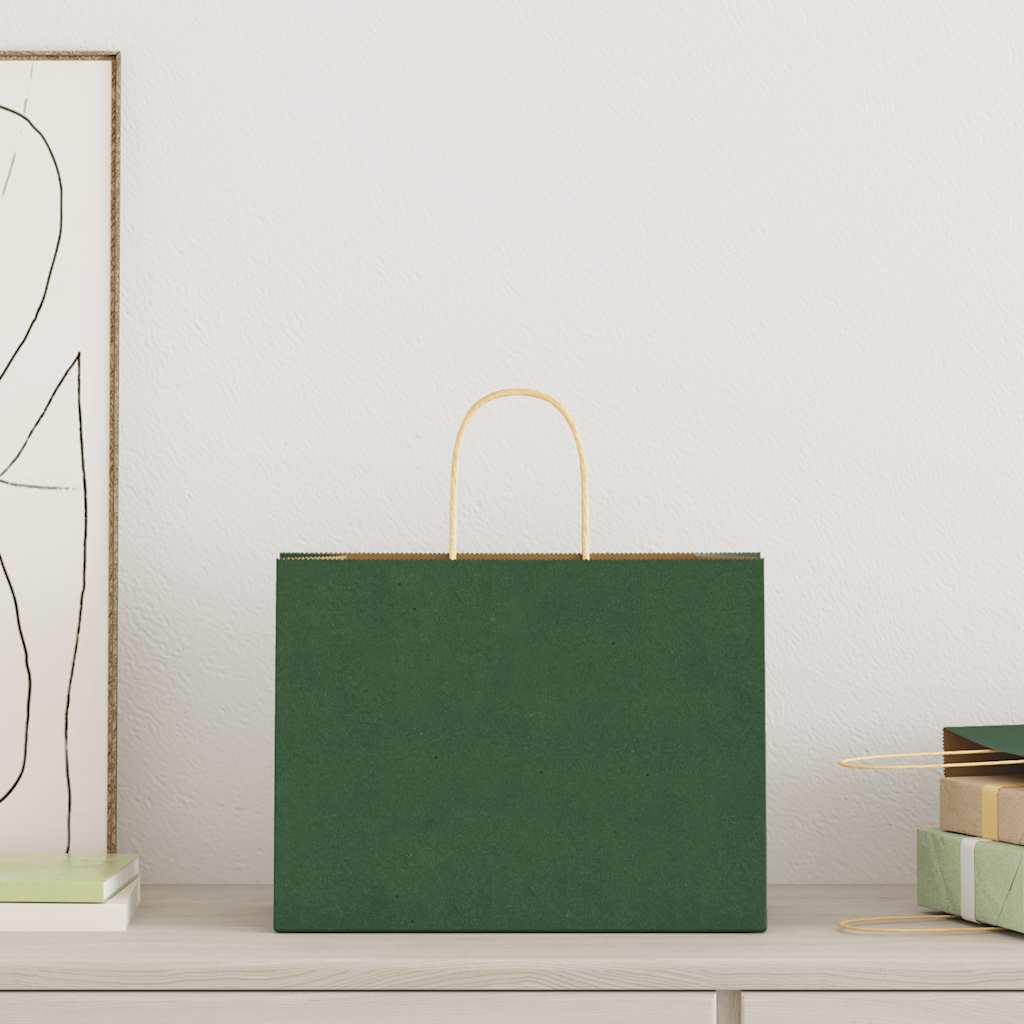 Paper carrier bags 250 pcs. with handles Green 32x17x25 cm