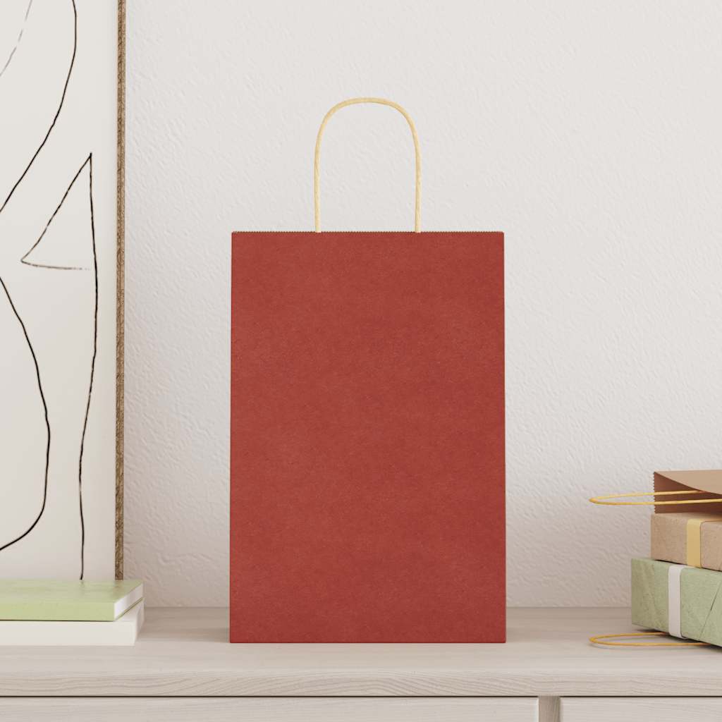 Papiertragetaschen 50 Stk. mit Henkeln Rot 21x11x31 cm